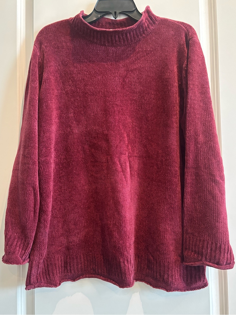 Villager Sport Burgundy Chenille Mock Neck Sweater Women’s Large
